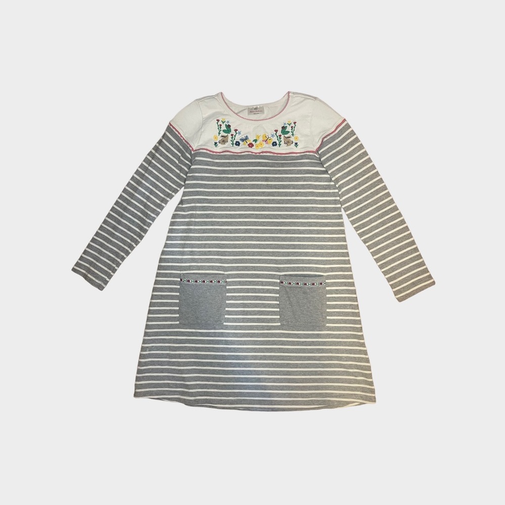 Hanna Andersson Stripe Applique Spring Long Sleeve Dress
